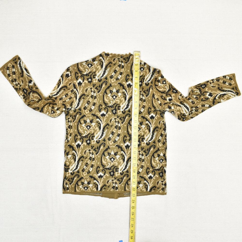 Catalina Jacquard Women's Cardigan Sweater Paisley Brown Size 36 Virgin Wool VTG - Picture 5 of 8